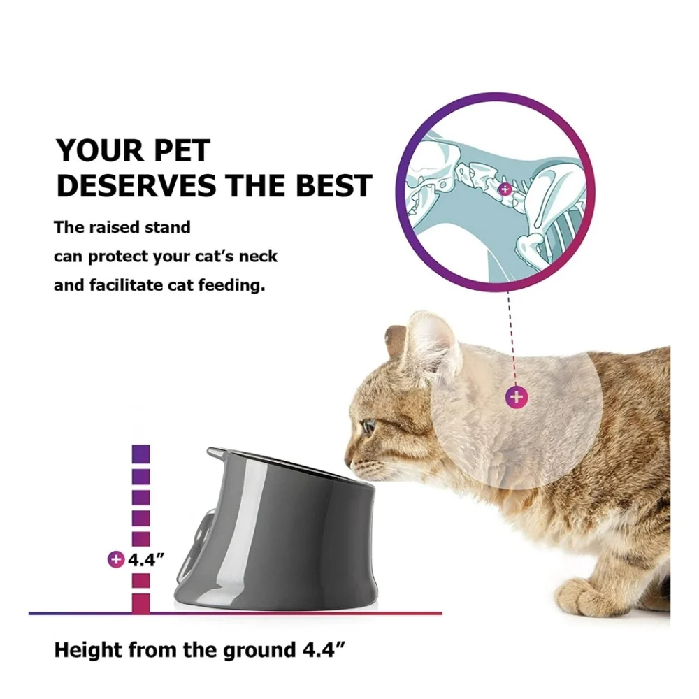 Y YHY Ceramic Fish Bone Slow Feeder Elevated Tilted Neck Protection Dry/Wet Food